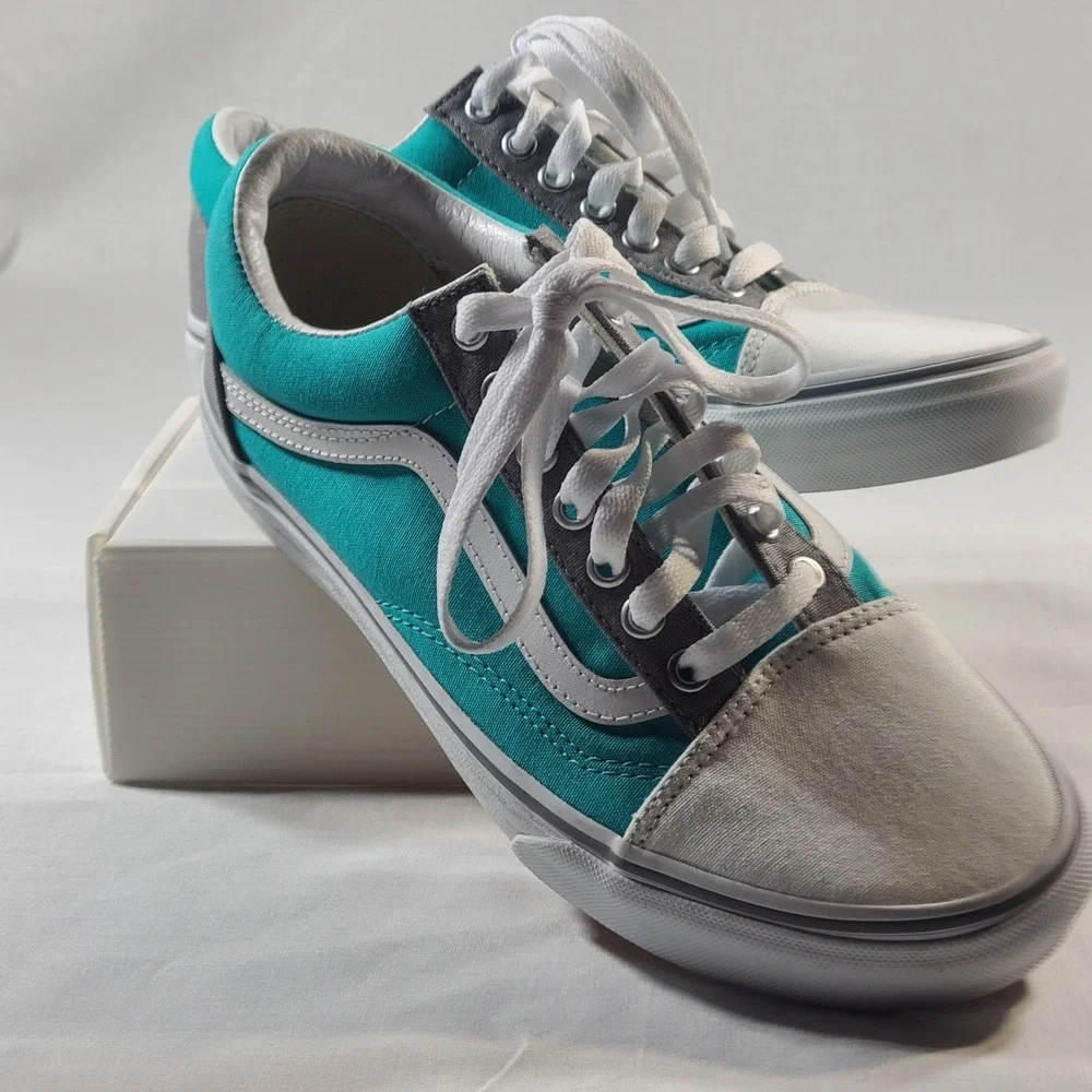 Vans Ols Skool Teal Gray Custom Shoes Men's 8 / Women's 9.5 New